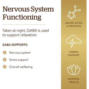 Solgar GABA 500 Mg - Relaxation & Nervous System Support 100 Vegetable Capsules