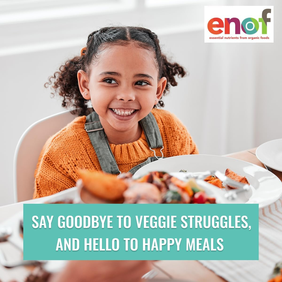 ENOF Organic Fruit & Vegetable Powder Supplement Kids & Adults, 10 Clean Ingredients, 1 Month Supply