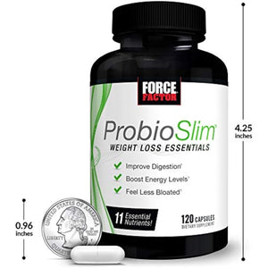 FORCE FACTOR Probioslim Weight Loss Essentials Complete Daily Digestive Health and Weight Loss Probiotic Supplement 120 Capsules