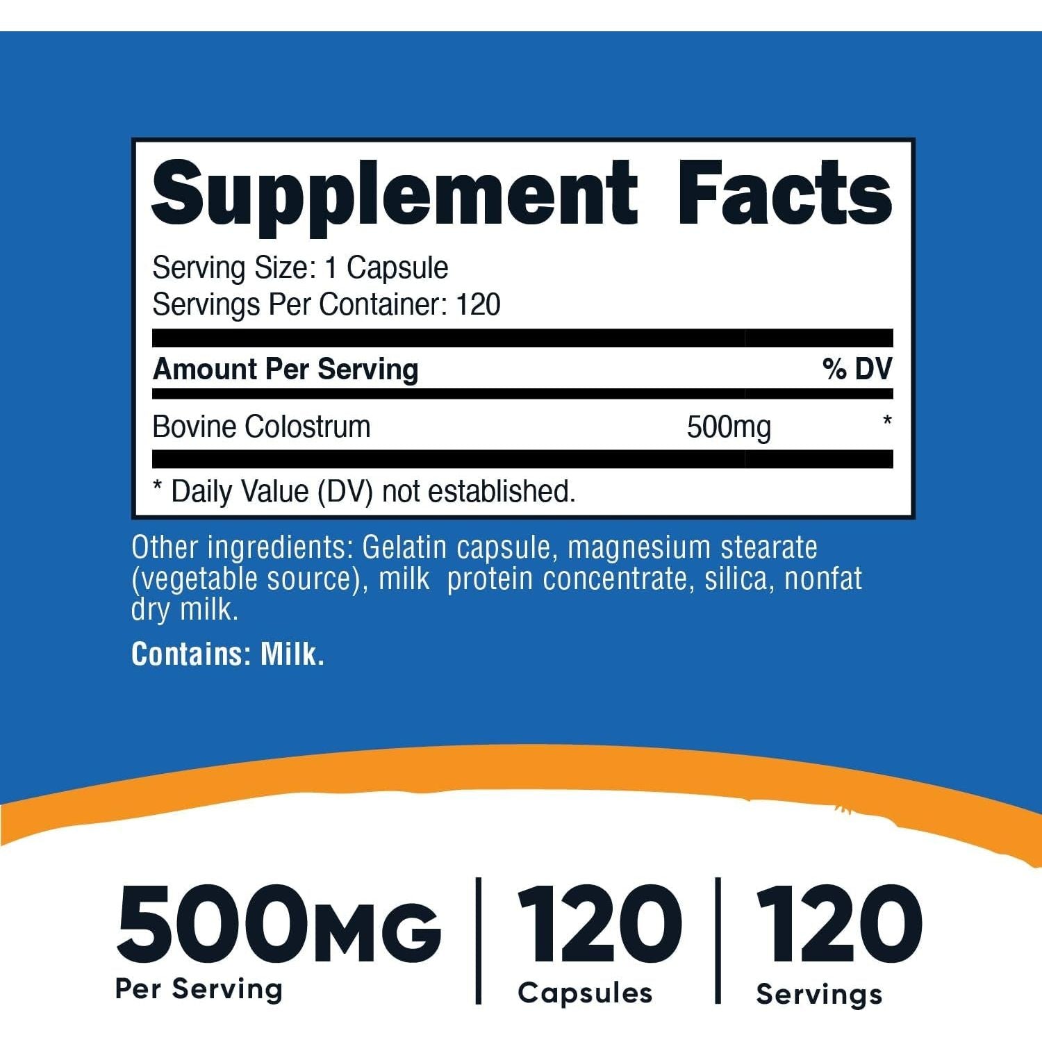 Nutricost Colostrum 500Mg, 120 Capsules - Gluten Free & Non-Gmo