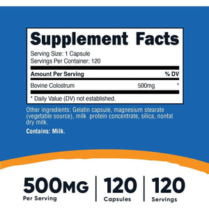 Nutricost Colostrum 500Mg, 120 Capsules - Gluten Free & Non-Gmo