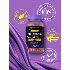 Carlyle Melatonin Gummies 12Mg | 100 Count | Berry Flavor