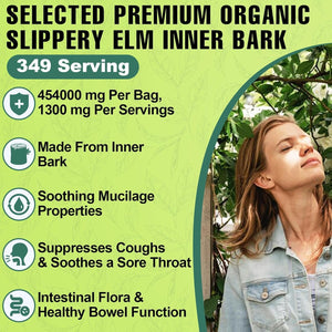 Slippery Elm - Natural Herbs Helps Soothe the Throat and Coughing & Digestive, Diarrhea - 1 Lbs (349 Servings)