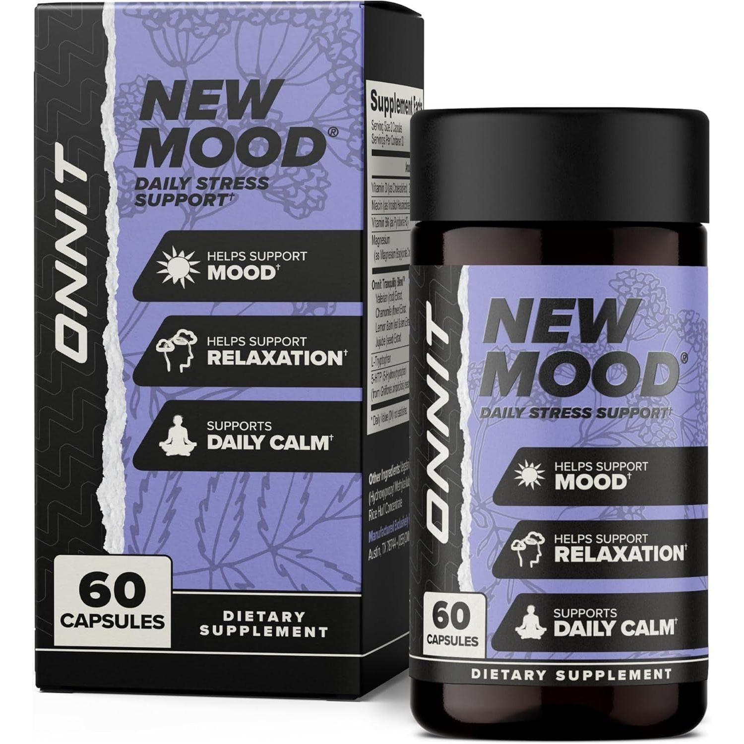 ONNIT New Mood - Occasional Stress Relief Sleep & Mood Support 60 Count