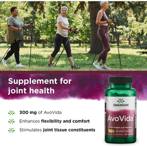 Swanson Avocado Soy Avovida Maximum Strength ASU Supplement for Joints 300 Mg 60 Capsules