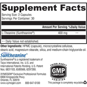 XYMOGEN L-Theanine 400Mg to Support Calm + Relaxation without Drowsiness (60 Capsules)
