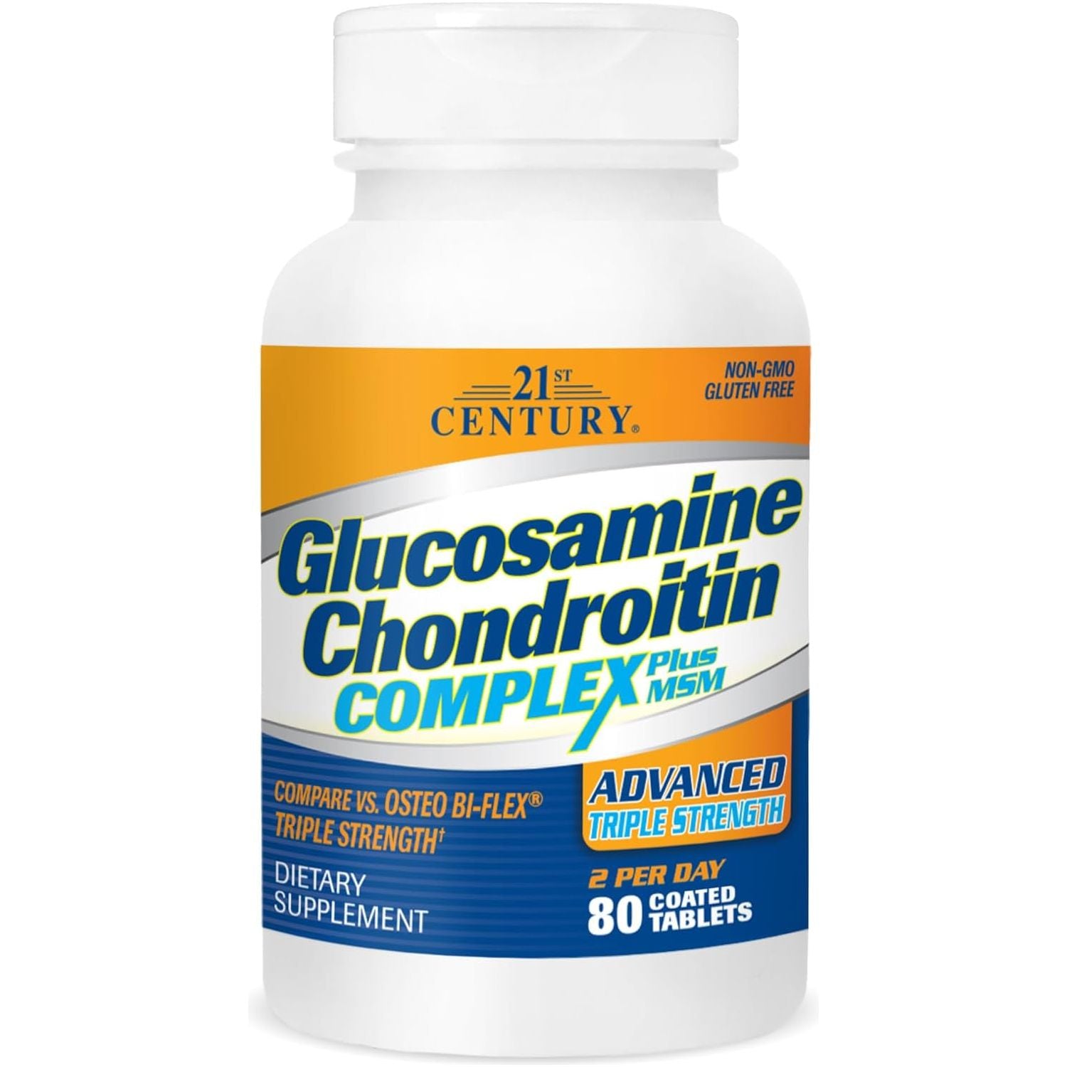 21St Century Glucosamine and Chondroitin, Advanced 3X Tablets, 80 Count