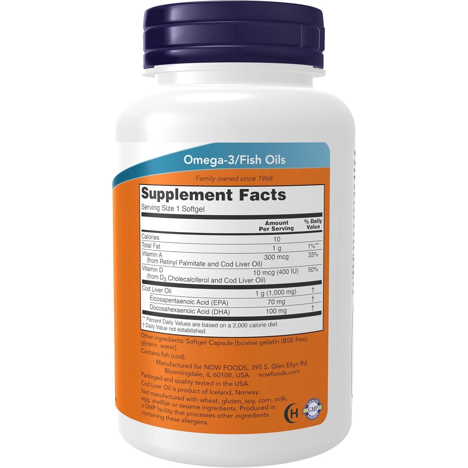 NOW Foods Supplements, Cod Liver Oil, Extra Strength 1,000 Mg with Vitamins a & D-3, EPA, DHA, 90 Softgels