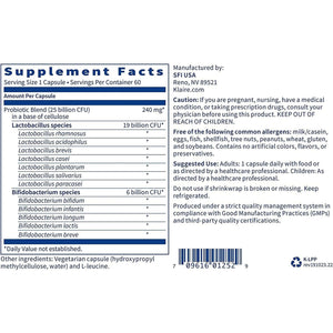Klaire Labs SFI Health Ther-Biotic Lactoprime plus for Digestive Health (60 Capsules)