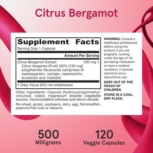 Jarrow Formulas Citrus Bergamot 500 Mg - Antioxidant Support for Cardiovascular & Metabolic Health 120 Servings