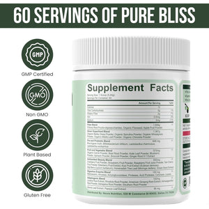 Super Greens Powder - Immunity, Digestive Enzymes & Probiotics for Energy, Gut Health, Bloating Relief for Women 60 Servings