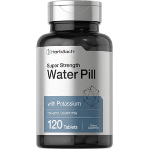 Horbäach Water Pills | Super Strength | 120 Tablets | Vegetarian, Non-Gmo & Gluten Free Supplement