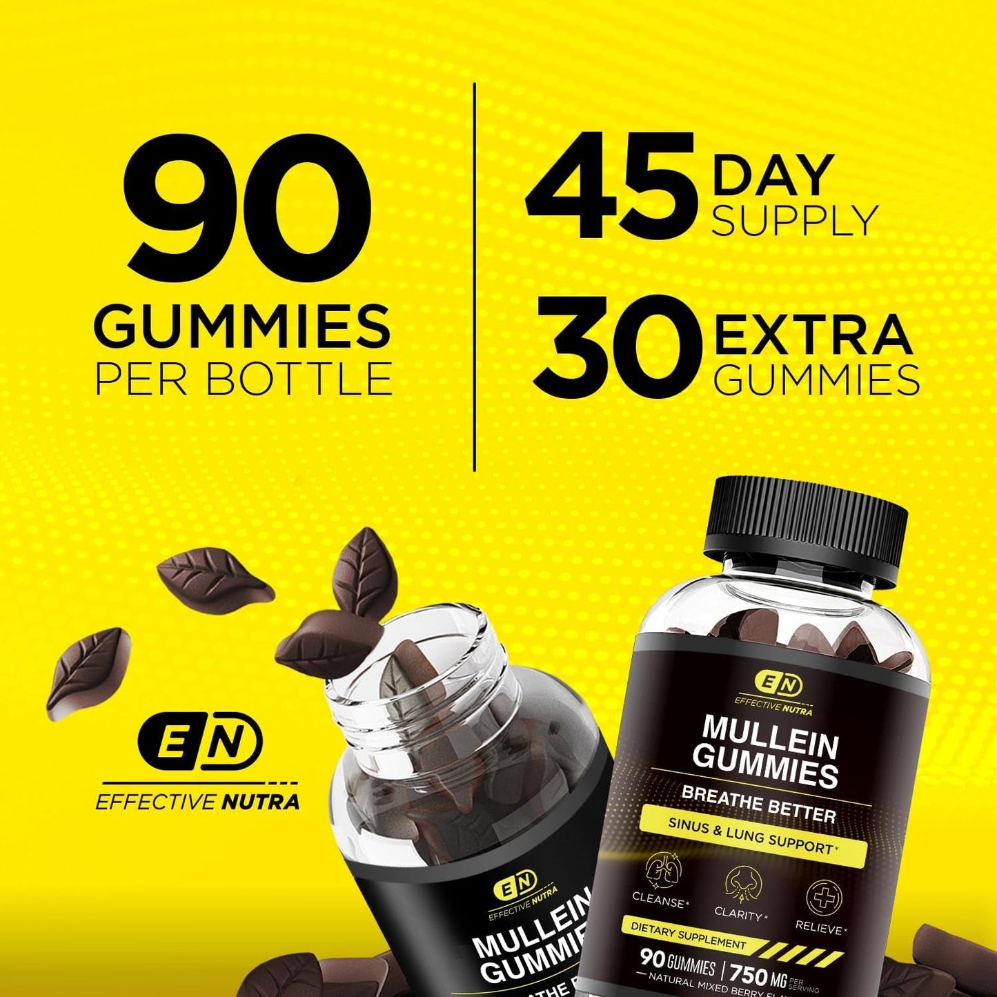 9In1 Mullein Gummies | Lung and Sinus Support for Cleanse, Clarity, and Relief 45-Day Supply, Made in the USA