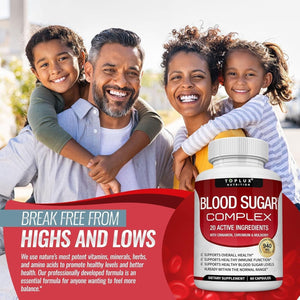 Blood Sugar Complex Supplement - Supports Healthy Blood Sugar Levels Already within Normal Range 60 Capsules.