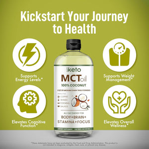 Keppi Keto MCT Oil - Flavorless C8 and C10, Non-Gmo, Certified Gluten-Free, Palm Oil Free, Vegan, Kosher, Halal, 32 Oz Coconut Oil