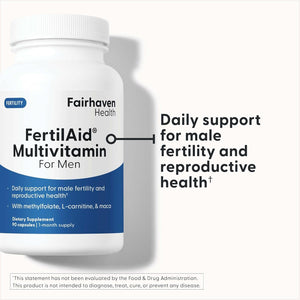Fairhaven Health Fertilaid for Men | Male Fertility Support Includes L-Carnitine, Zinc, and Folate | 90 Capsules