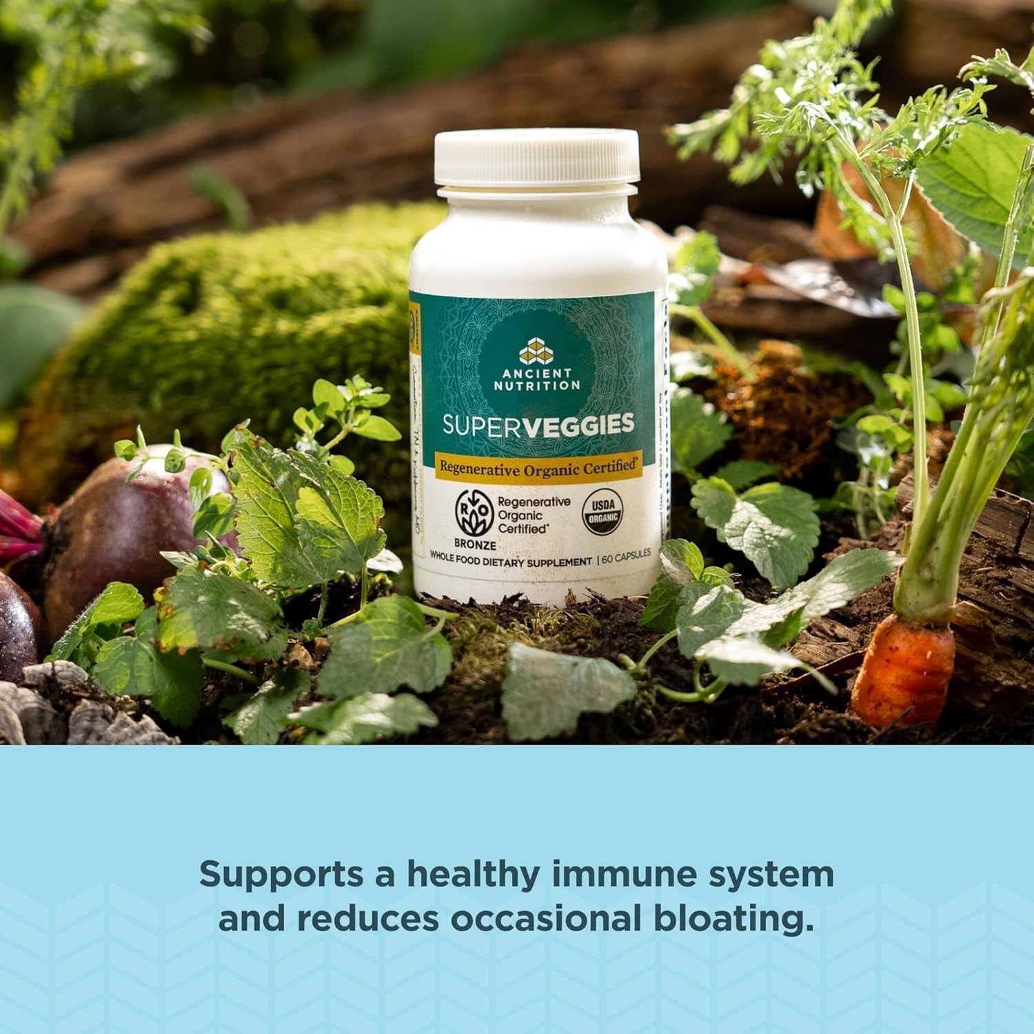 Ancient Nutrition Regenerative Superveggies, Supports Gut and Immune System Health, 60 Count