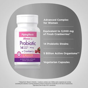 Piping Rock Probiotic with Cranberry for Women | 90 Capsules