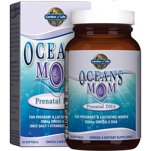 Garden of Life Oceans Mom Prenatal Fish Oil DHA, Omega 3 Fish Oil Supplement 350Mg for Mamas, Babys Brain & Eye Development, 30 Softgels