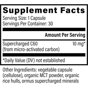 Global Healing Center Supercharged C60 - Micro-Activated Carbon Fullerene W/Organic MCT Powder, (30 Capsules)
