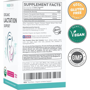 USDA Organic Lactation Supplement - Increase Milk Supply with Herbal Breastfeeding Support 60 Capsules