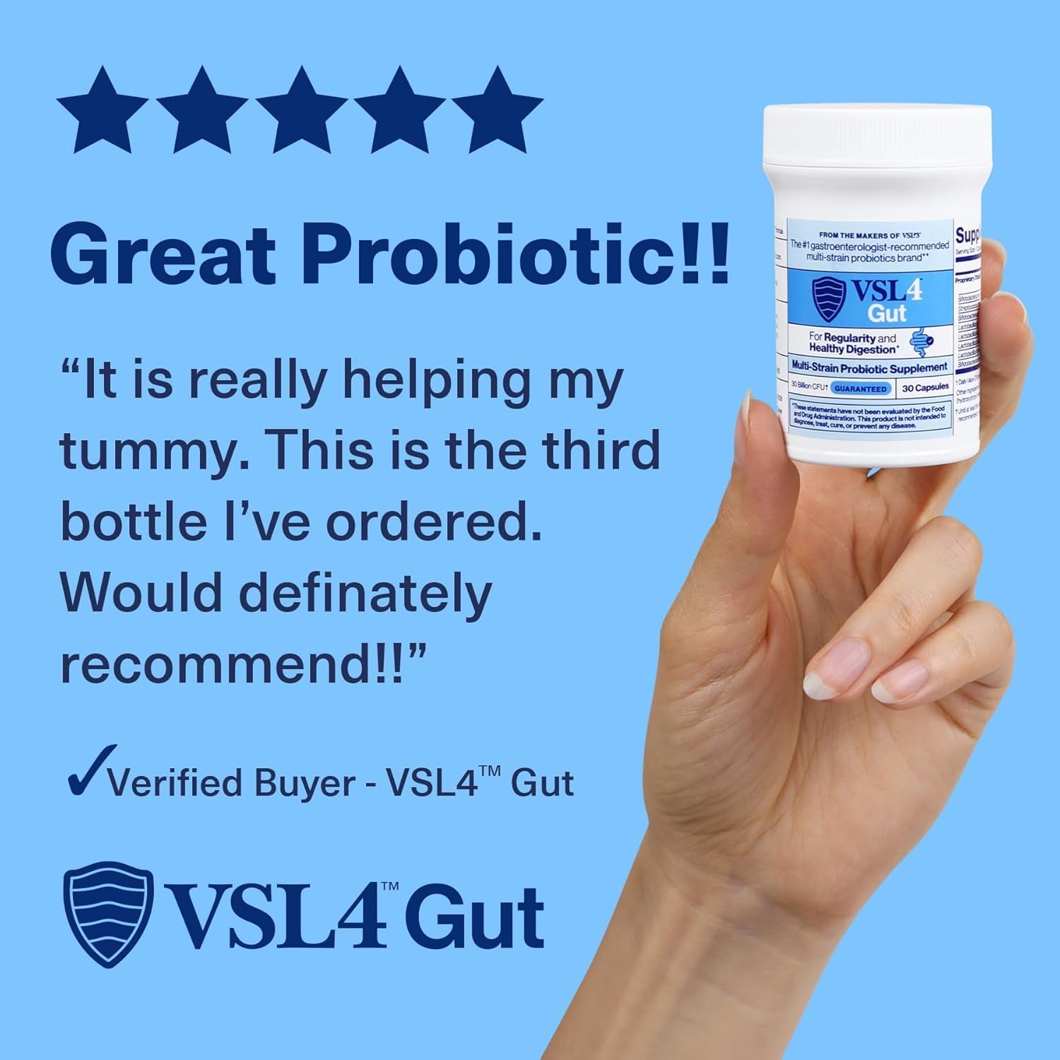 VSL4 Gut Health, Probiotics for Digestive Health, 30 Billion CFU per Capsule, 30 Pack