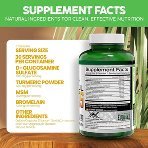 Vital Alchemy Joyful Joints Support Supplement for Women & Men 180 Cap, 60 Day Supply