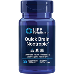 Life Extension Quick Brain Nootropic — Enhanced Brain Performance, Learning and Retention 30 Vegetarian Capsules