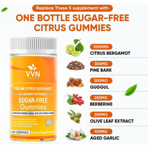 2900Mg Citrus Bergamot Blend 25:1 Extract Gummies for Immune System Support & Healthy Aging 60 Ct