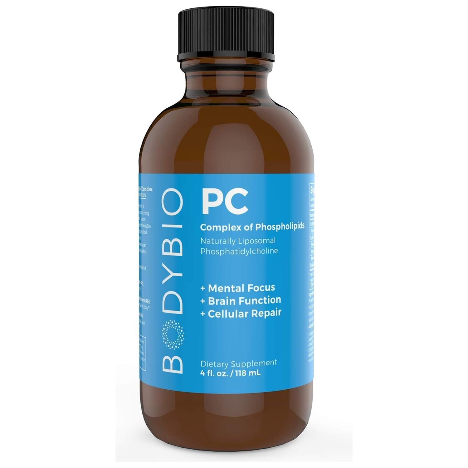 Bodybio Brain Supplement 4 Oz. - Phospholipid Complex for Healthy Aging | Nootropics Booster