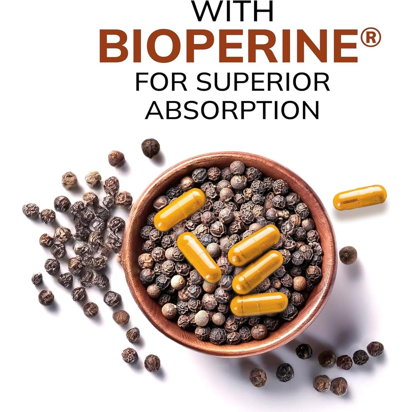 Asquared Nutrition Turmeric Curcumin 1300Mg with Bioperine Black Pepper Extract - 180 Capsules