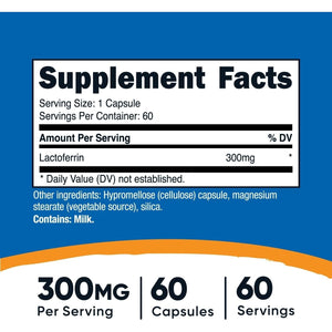 Nutricost Lactoferrin Capsules (60 Capsules, 300Mg) - 60 Servings