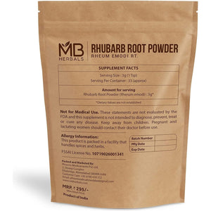 MB Herbals Rhubarb Root Powder 100 Gram | Rheum Emodi Rt | Indian Rhubarb