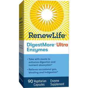 Renew Life Adult Digestmore - Ultra-Strength Plant-Based Digestive Enzyme Formula - 90 Vegetarian Capsules