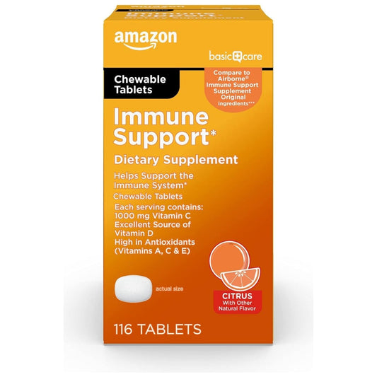 Amazon Basic Care Immune Support Citrus Chew Tablets, 116 Count
