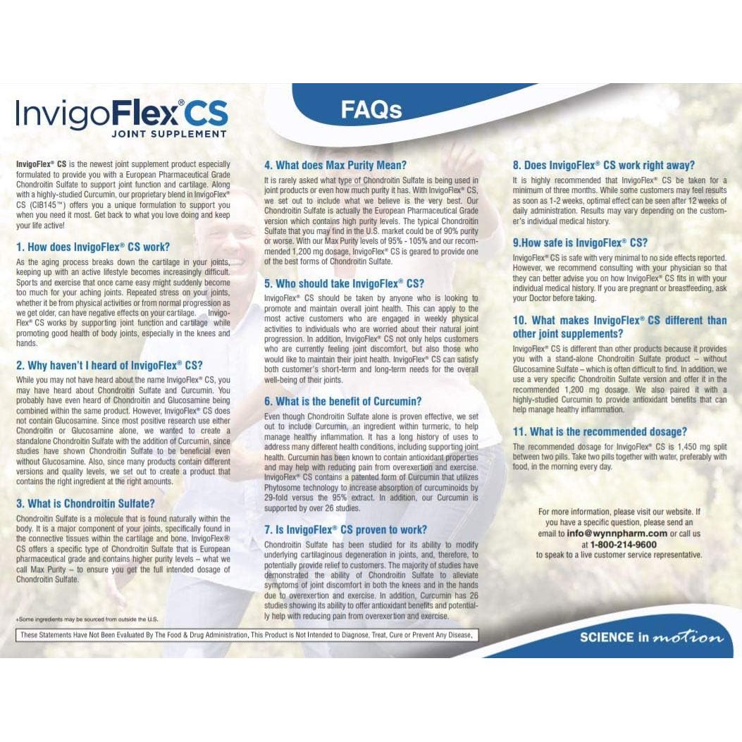 Invigoflex® CS - Chondroitin Sulfate with Turmeric Curcumin Non GMO for Knee, Hand, Back & Hip Premium Joint Supplement