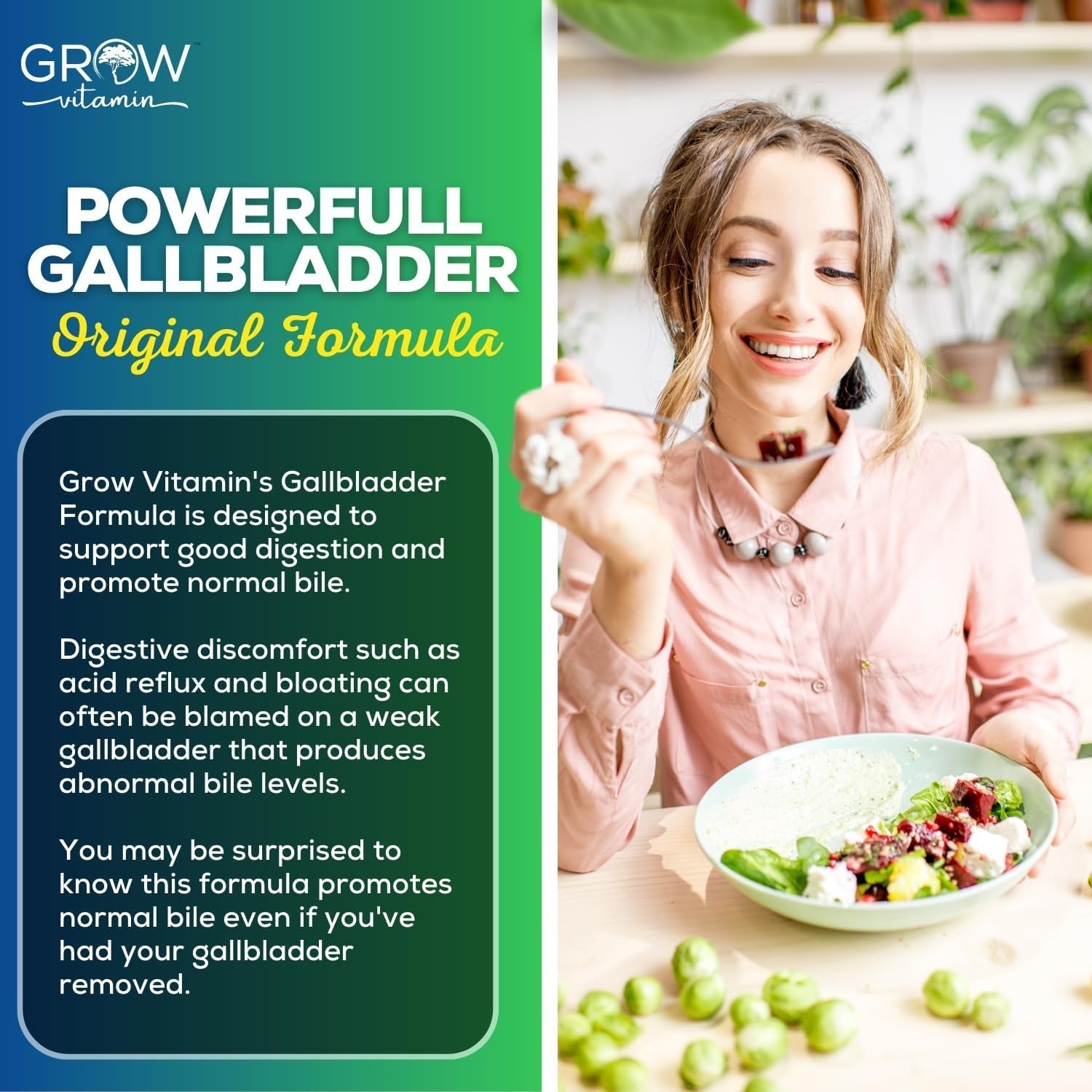 Grow Vitamin Original Gallbladder Formula, Made W/Purified Bile Salts & Ox Bile Digestive Enzymes 90 Capsules