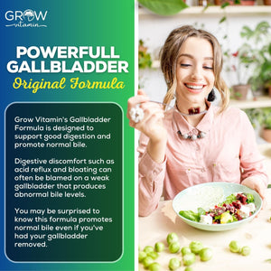 Grow Vitamin Original Gallbladder Formula, Made W/Purified Bile Salts & Ox Bile Digestive Enzymes 90 Capsules