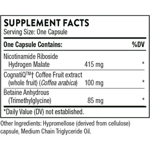 Thorne Brain Factors - Brain Health Supplement with Nicotinamide Riboside, Coffee Fruit Extract, and Betaine Anhydrous - 30 Capsules
