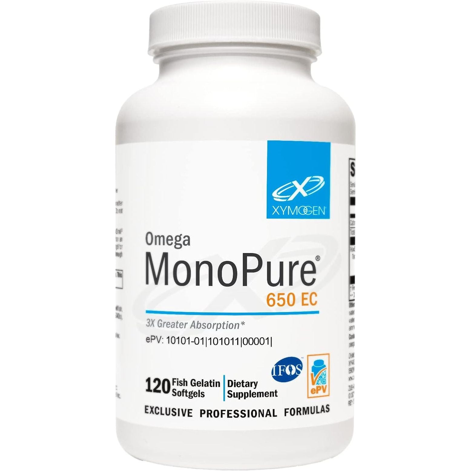 XYMOGEN Omega Monopure 650 EC - Omega-3 Fish Oil Supplements (120 Softgels)