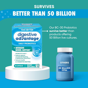 Digestive Advantage IBS Probiotics - Probiotics for Digestive Health & Intensive Bowel Support 96 Capsules