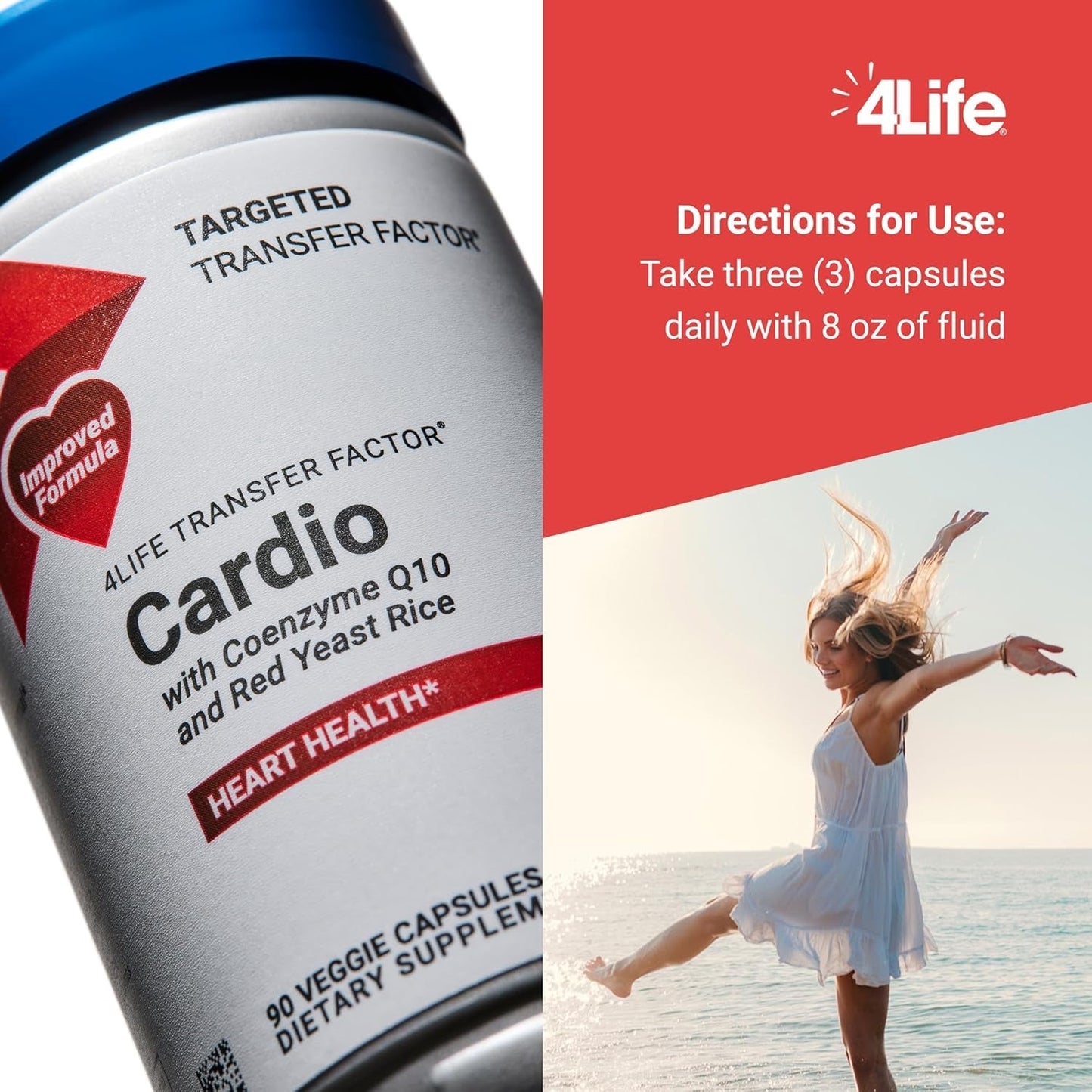 4Life Transfer Factor Cardio - Targeted System Support with Ginkgo Biloba, Garlic, Red Yeast Rice, and Resveratrol - 90 Capsules
