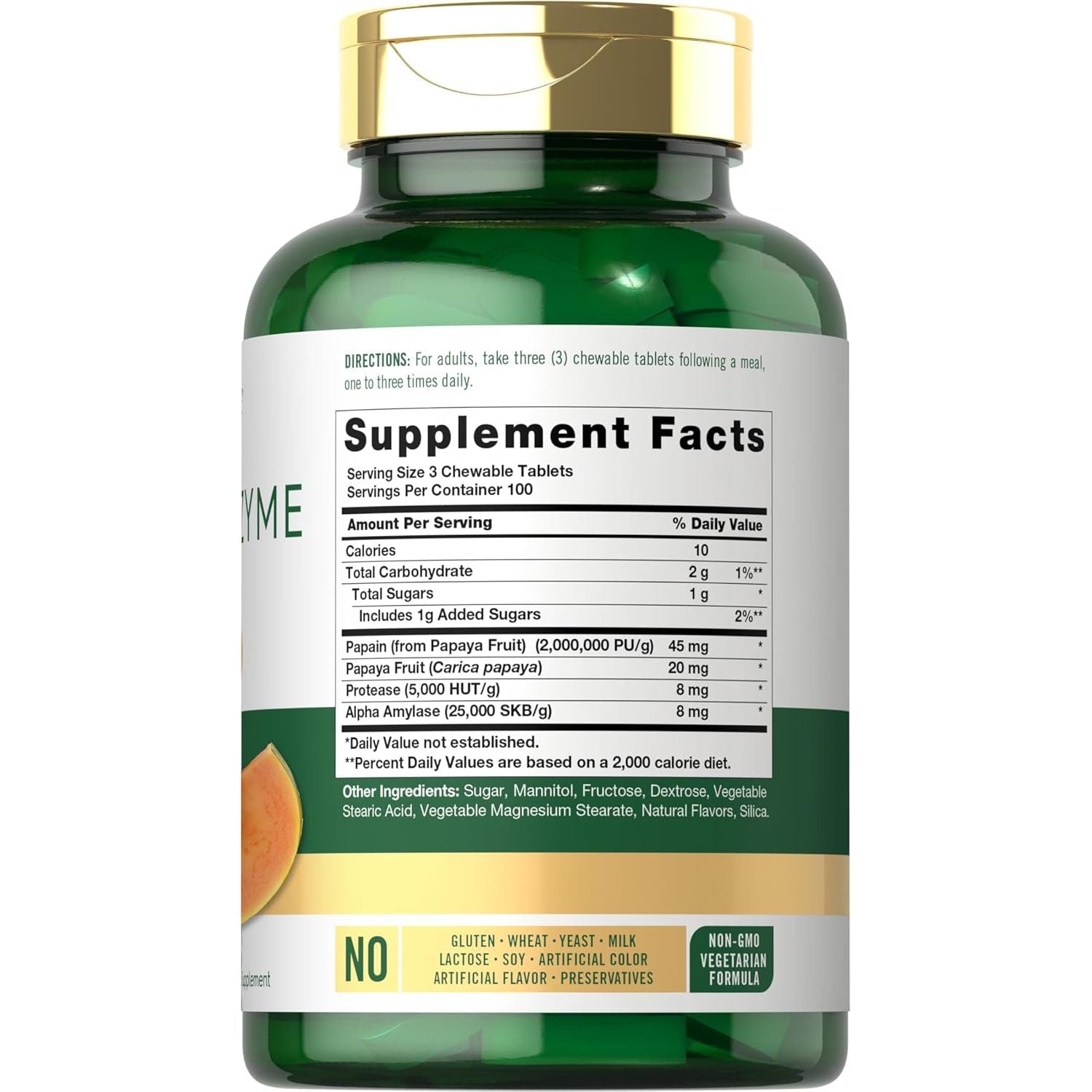 Carlyle Papaya Enzyme Chewable Tablets | Vegetarian, Non-Gmo, Gluten Free Formula | Tropical Flavor