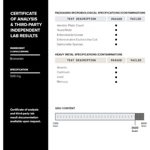 Ultra High Strength Bromelain 500Mg - 3600 Gdu/Gram - Highly Concentrated and Bioavailable - 120 Servings