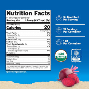 Nutricost Organic Beet Root Powder 1 LB - Vegan, Superfood, Certified USDA Organic