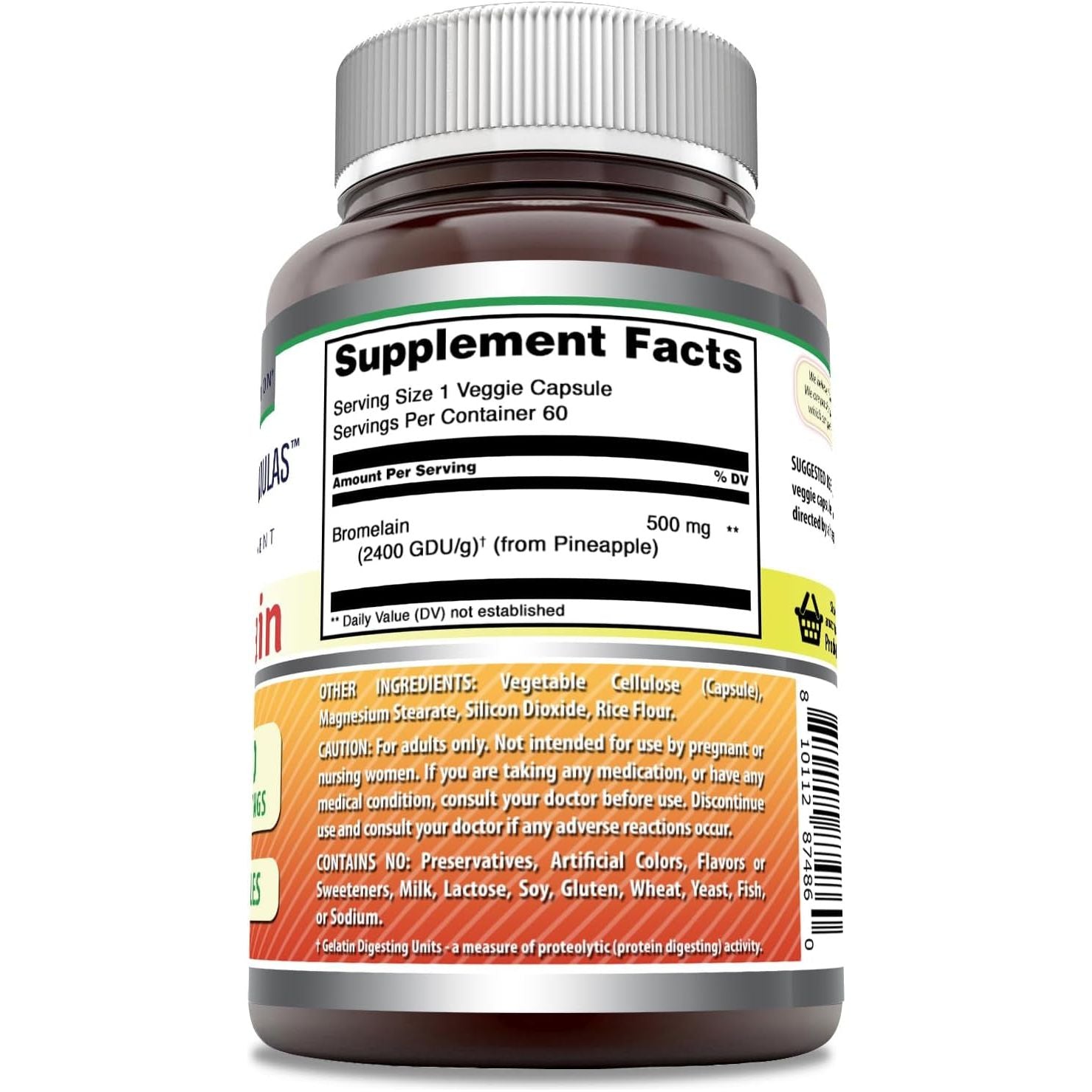 Amazing Formulas Bromelain 500Mg 2400 GDU, 60 Veggie Capsules - Made in USA