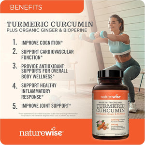 Naturewise Curcumin Turmeric 2250Mg - Daily Joint and Immune Health Support - 180 Count