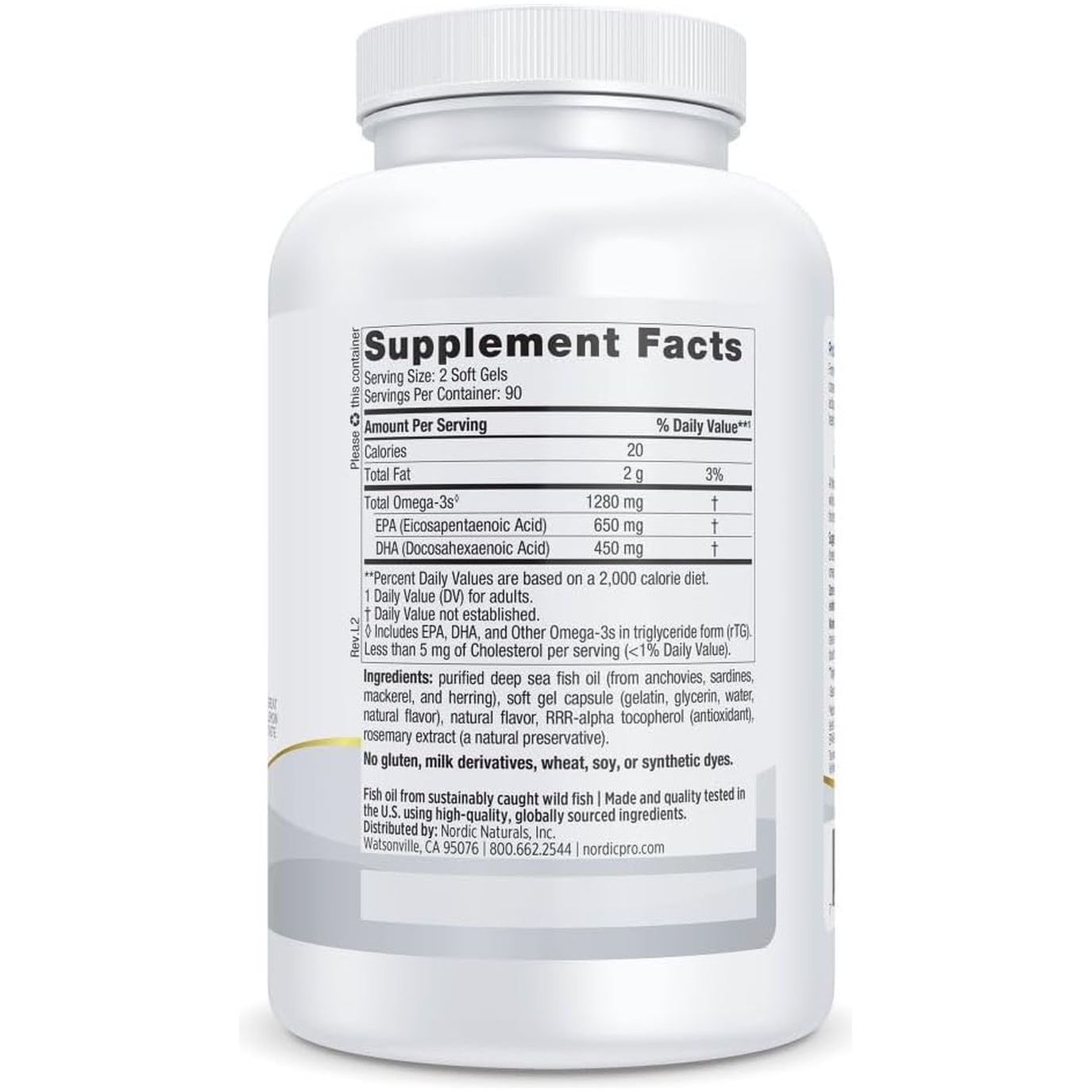 Nordic Naturals Proomega 1280 Mg Omega-3 - Promotes Brain, Eye, Heart, & Immune Health - 90 Servings - Lemon Flavor