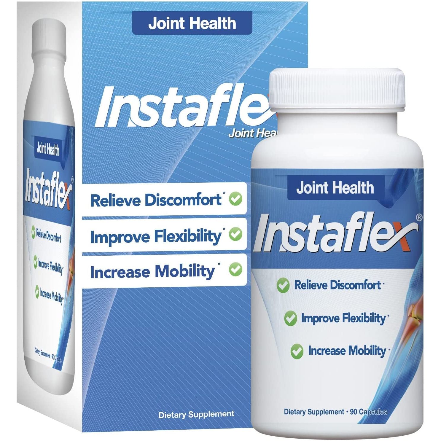 Instaflex Joint Support Supplement - Clinically Studied Joint Relief Blend of Glucosamine, MSM, White Willow, Turmeric, Ginger, Cayenne, Hyaluronic Acid - 90 Capsules