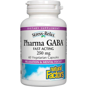 Natural Factors Stress-Relax Pharma GABA 250 Mg, Non-Drowsy Stress Support for Relaxation and Mental Focus, 60 Vegetarian Capsules